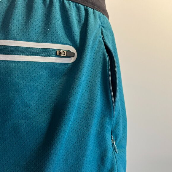 YoungLA Men's Teal Workout Gym Shorts w/ Boxer Brief Lining - Size Large - Picture 6 of 7